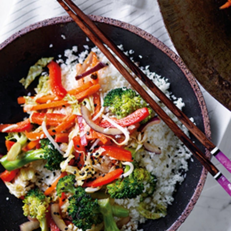 Raw Coconut Cauliflower Stir-Fry in Zesty Lime Dressing