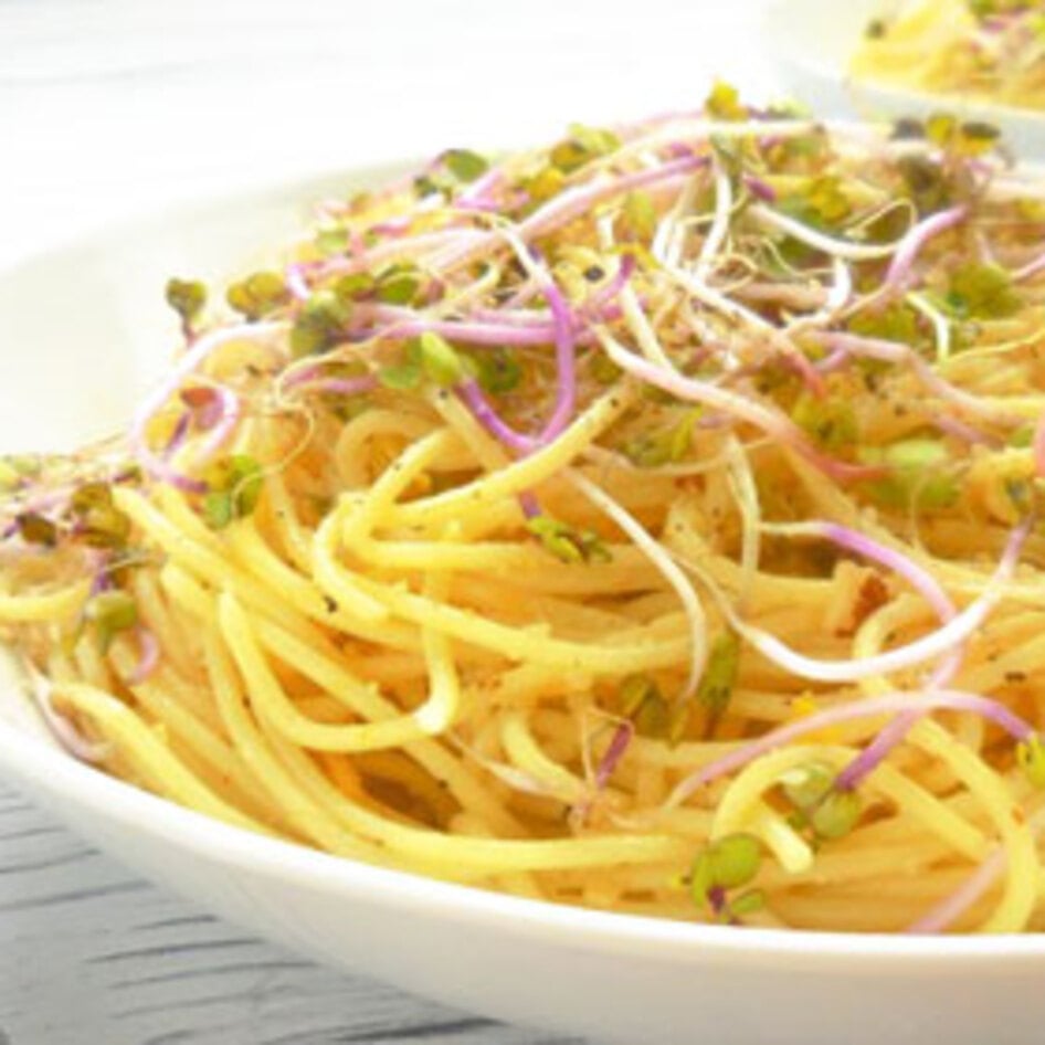 Lemon Capellini With Homemade Almond Parmesan