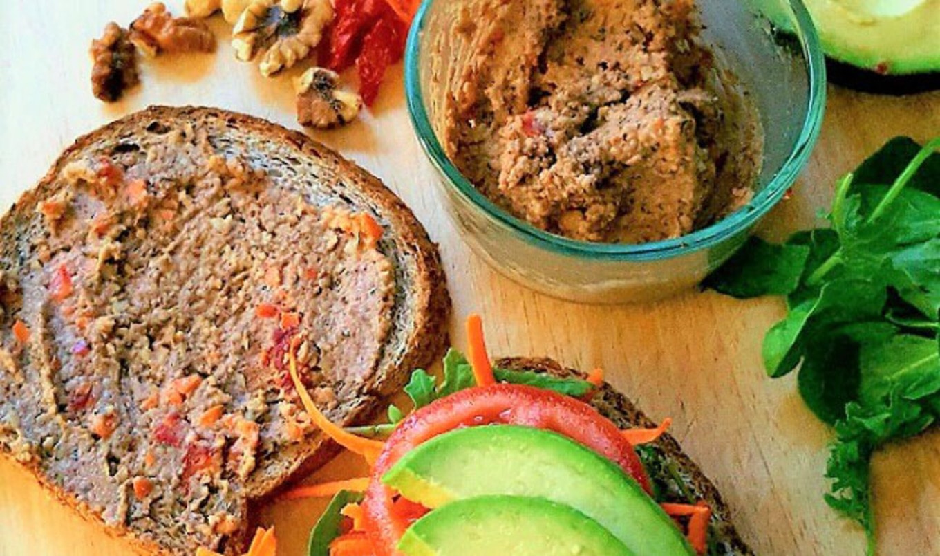 Vegan Sandwich With Walnut Veggie Spread