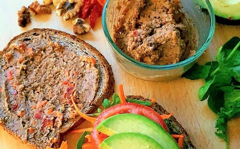 Vegan Sandwich with Walnut Veggie Spread