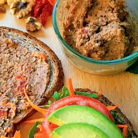 Vegan Sandwich with Walnut Veggie Spread