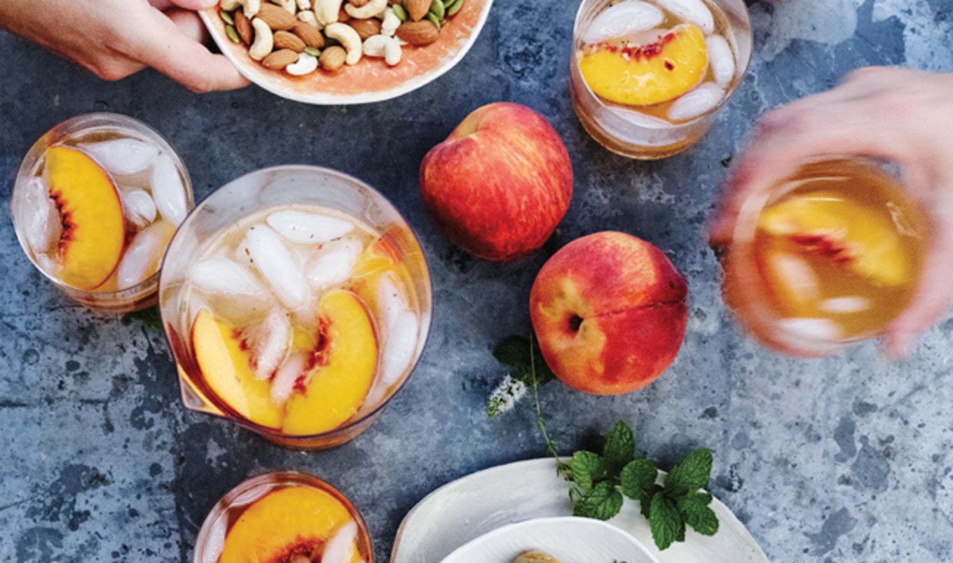 Boozy Ginger-Peach Mint Sangria