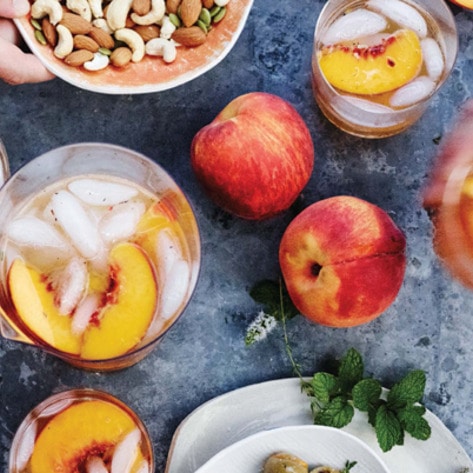 Boozy Ginger-Peach Mint Sangria