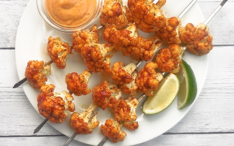 Spicy Grilled Cauliflower Skewers with Adobo Dipping Sauce