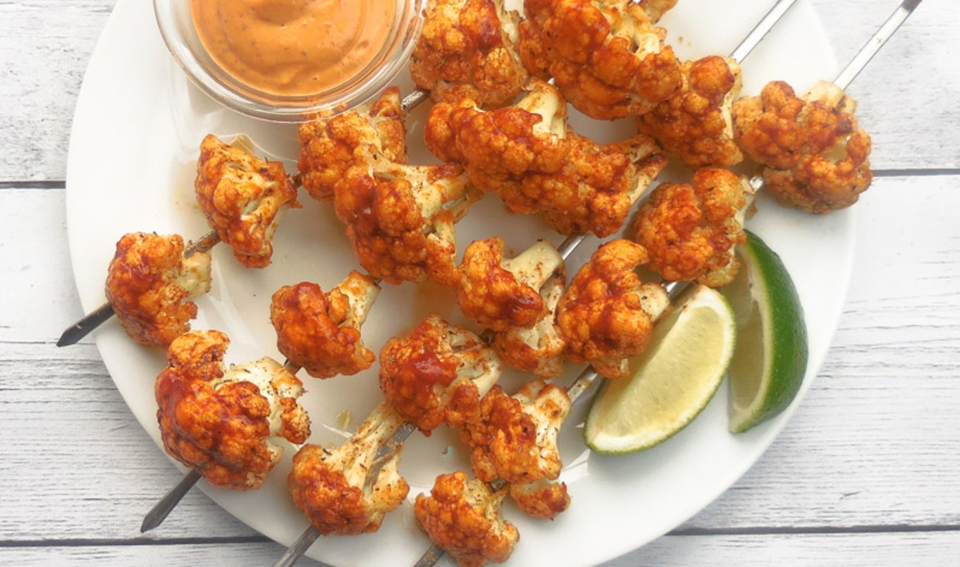 Spicy Grilled Cauliflower Skewers With Adobo Dipping Sauce
