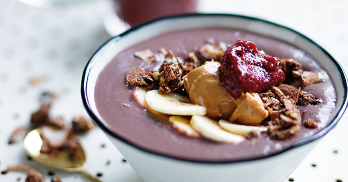Superfood PB+J Açaí Bowl With Berry-Chia Jam | VegNews