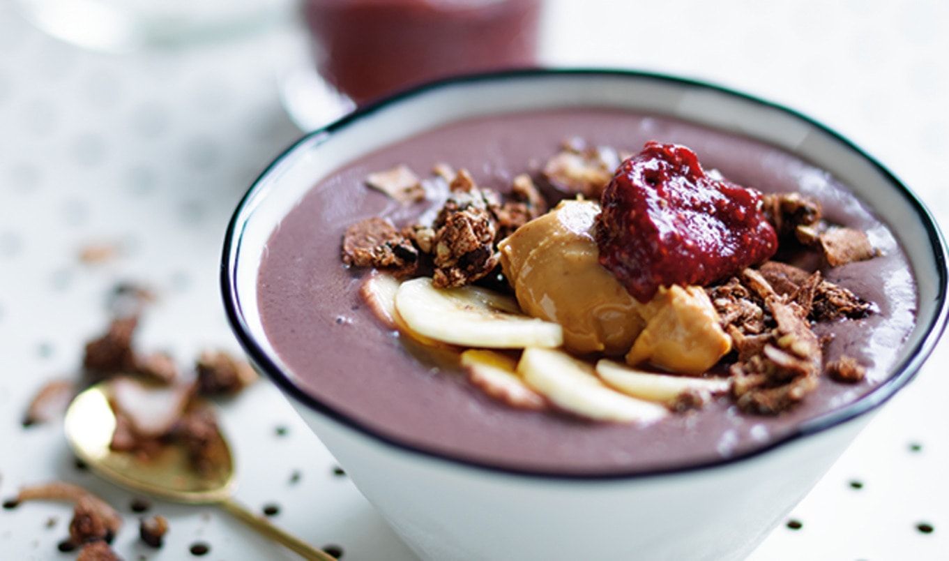 Superfood PB+J Açaí Bowl With Berry-Chia Jam