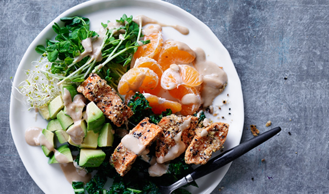 Healthy Vegan Avocado-Papaya Salmon Salad