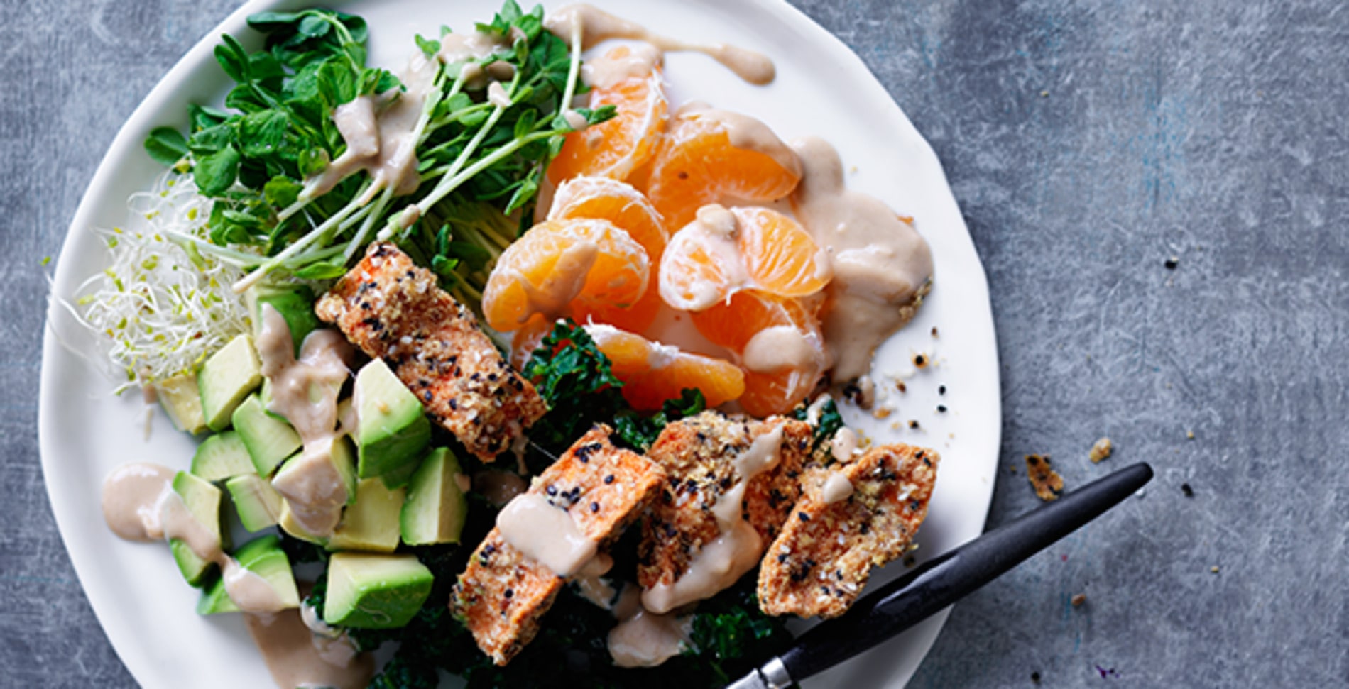 Plant-Based Avocado-Papaya Salmon Salad
