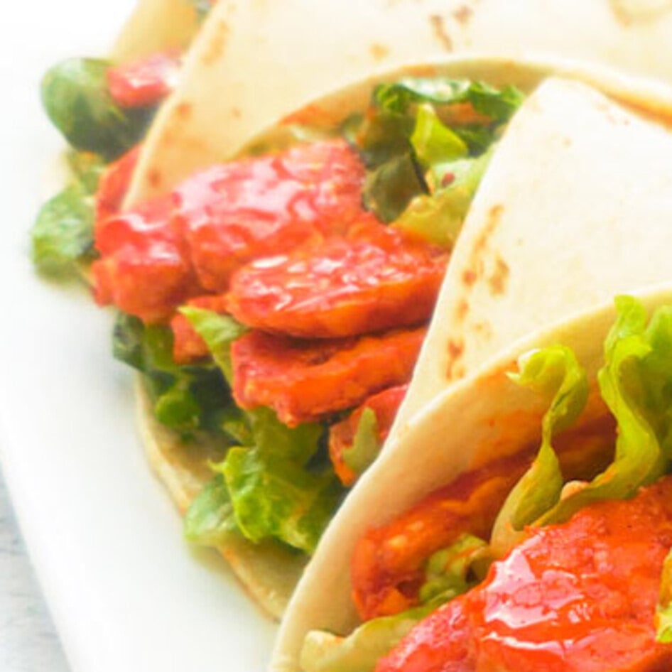 Buffalo Tempeh Wraps With Vegan Bleu Cheese Dressing