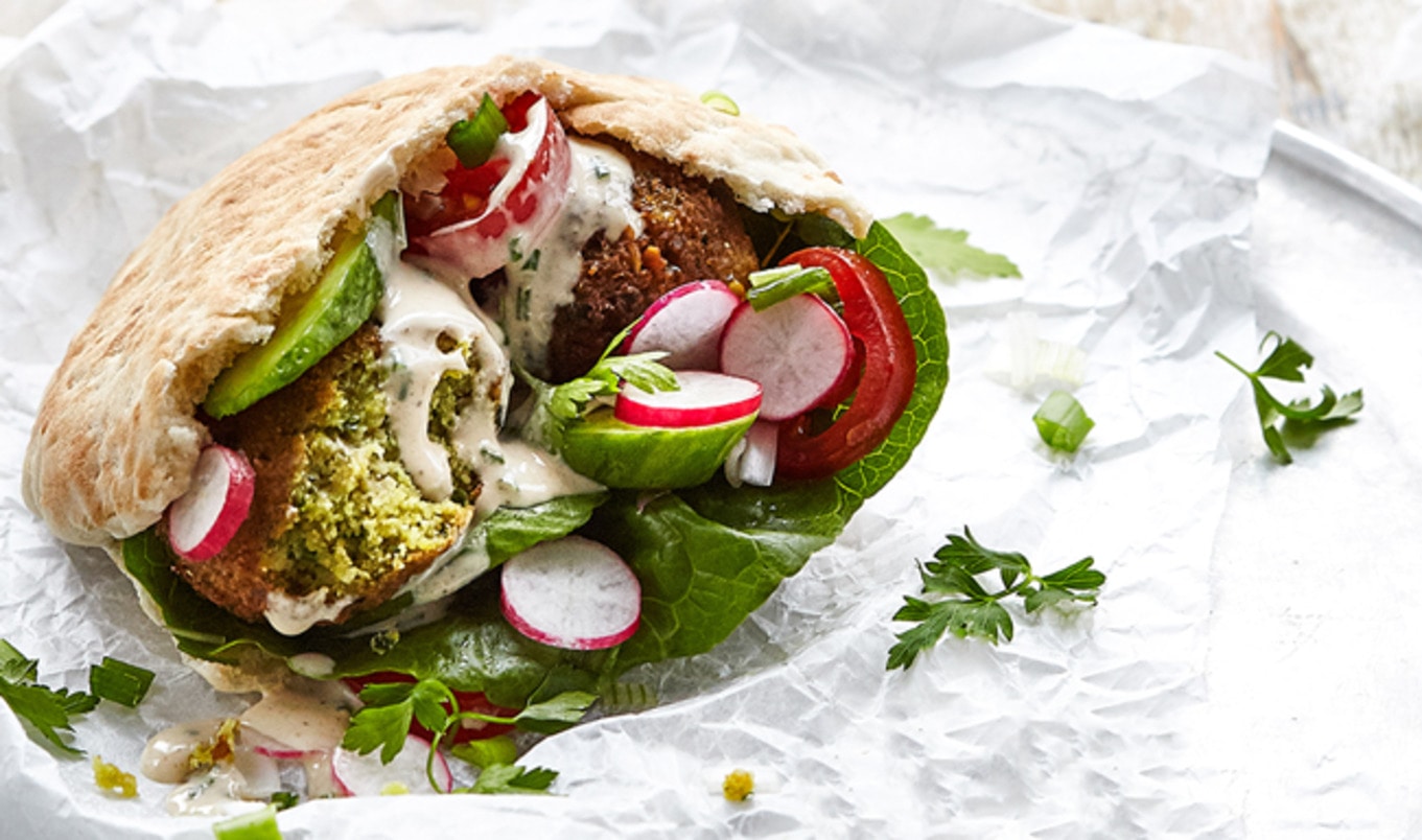 Perfect Vegan Falafel Pita Pockets With Tahini Sauce