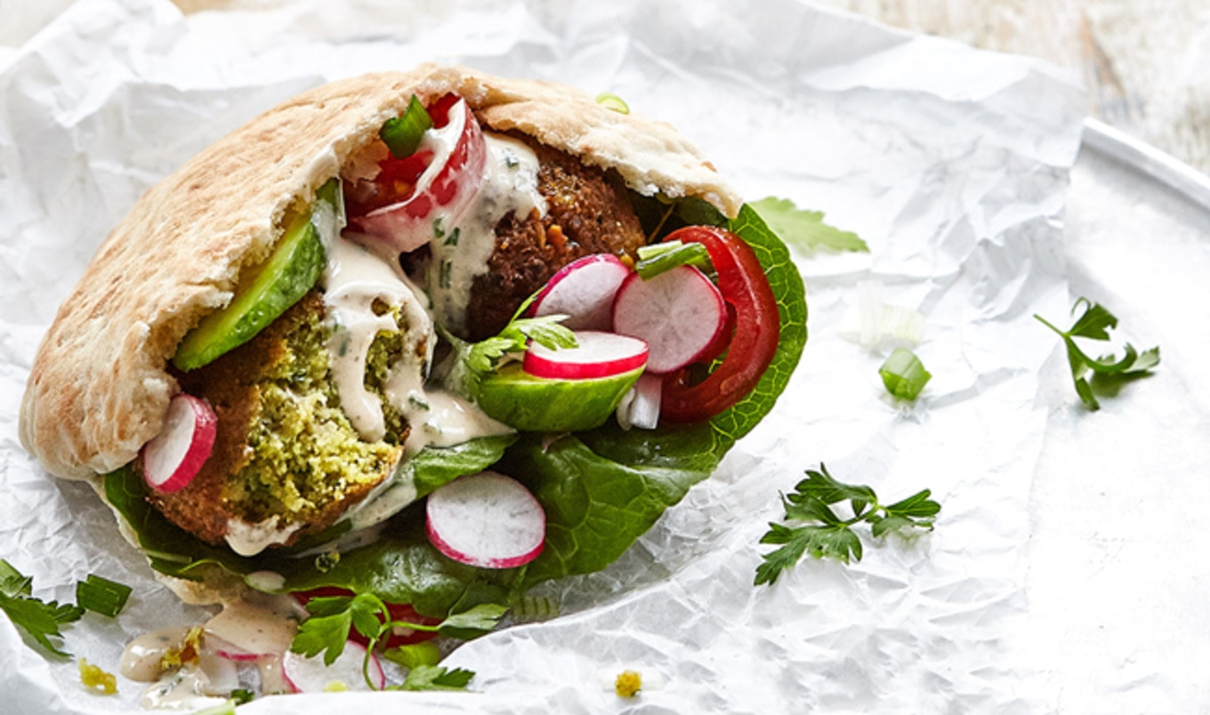 Perfect Vegan Falafel Pita Pockets With Tahini Sauce