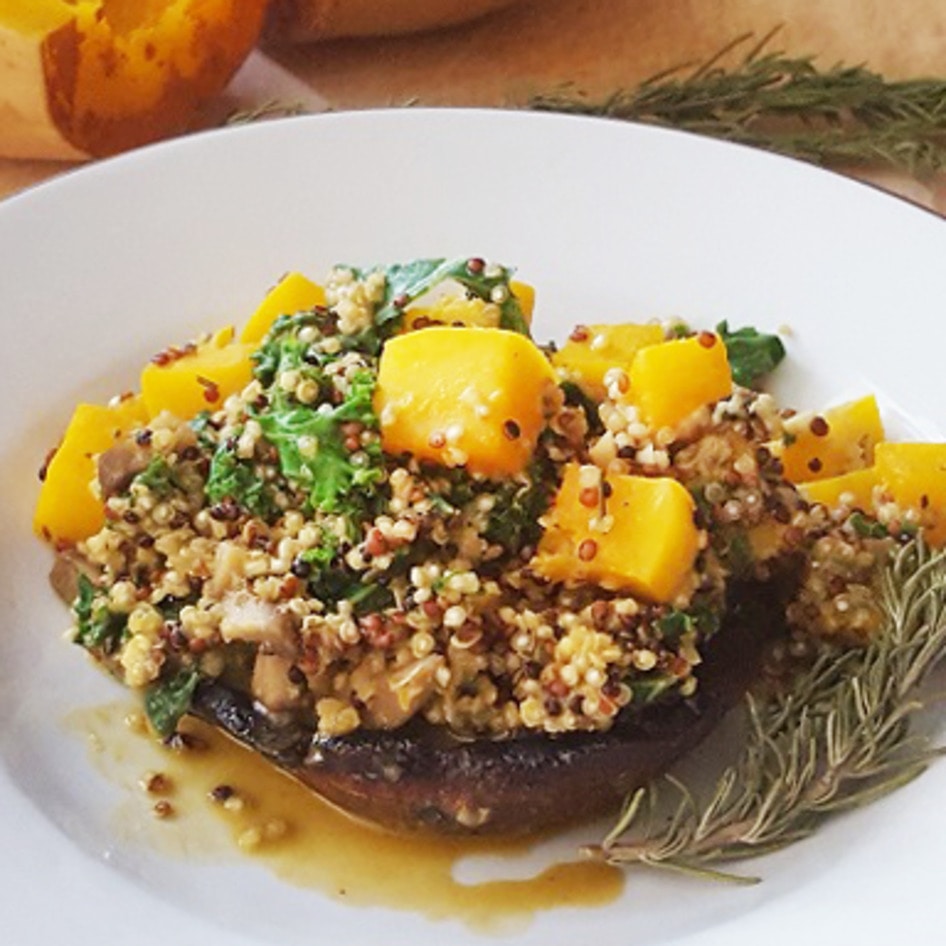 Vegan Butternut Squash and Quinoa Risotto Stuffed Portabello Mushrooms