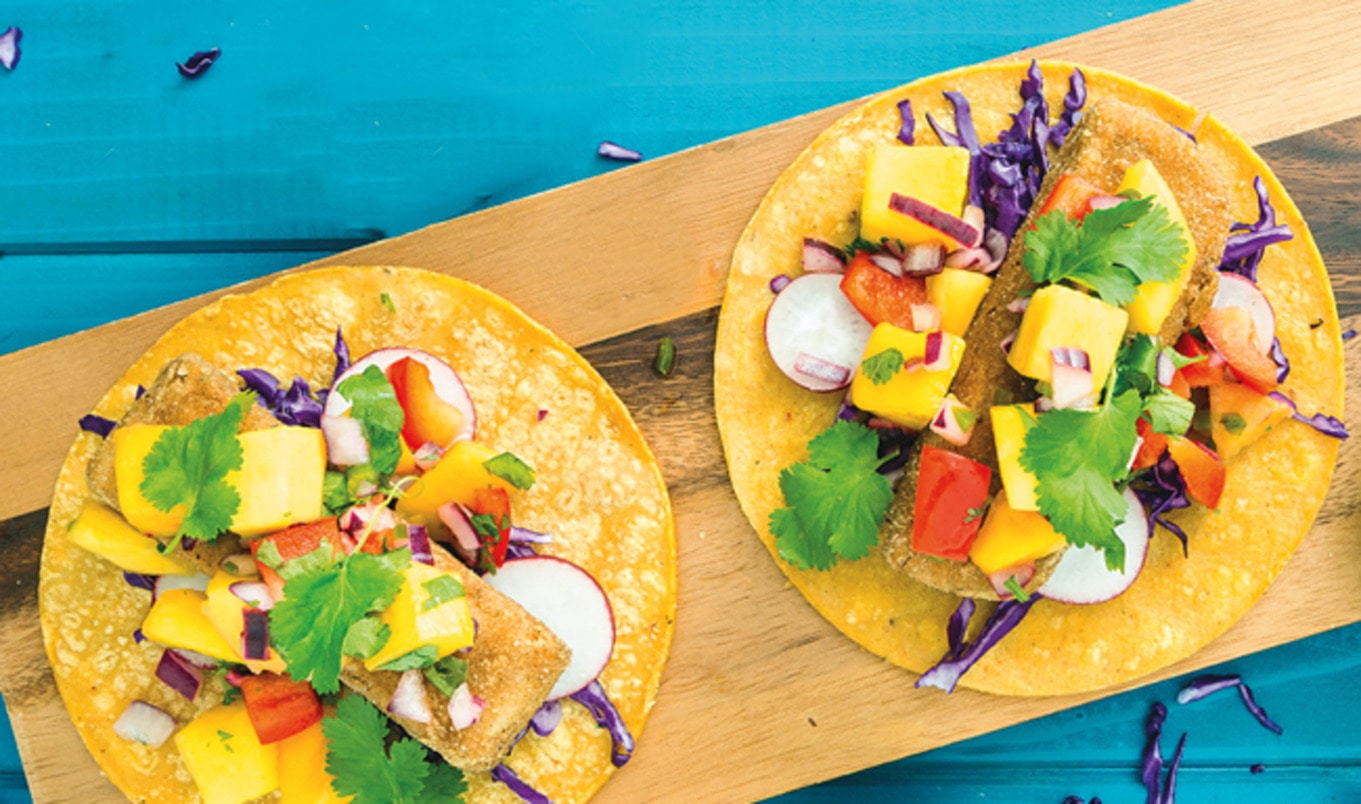 Fishless Baja Tacos With Fresh Mango Salsa