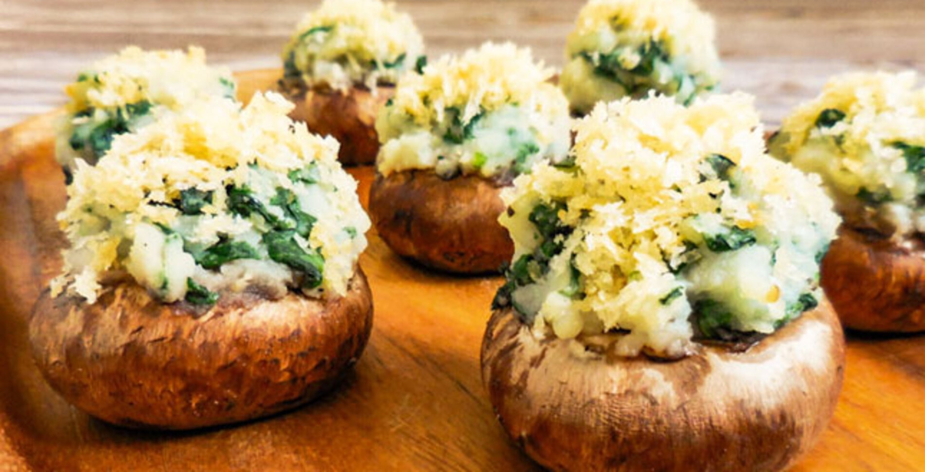 Spinach and Mashed Potato Stuffed Mushrooms