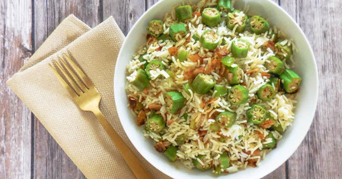 Okra Pilaf With Coconut Bacon