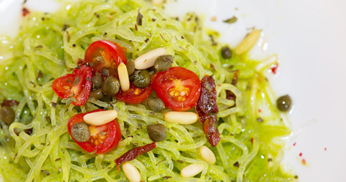 Vegan Pesto Kelp Noodles With SunDried Tomatoes VegNews