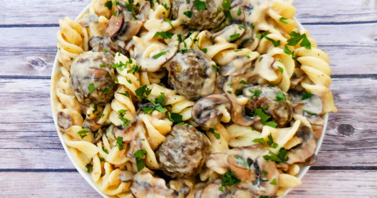 Vegan Lentil Meatball Stroganoff | VegNews