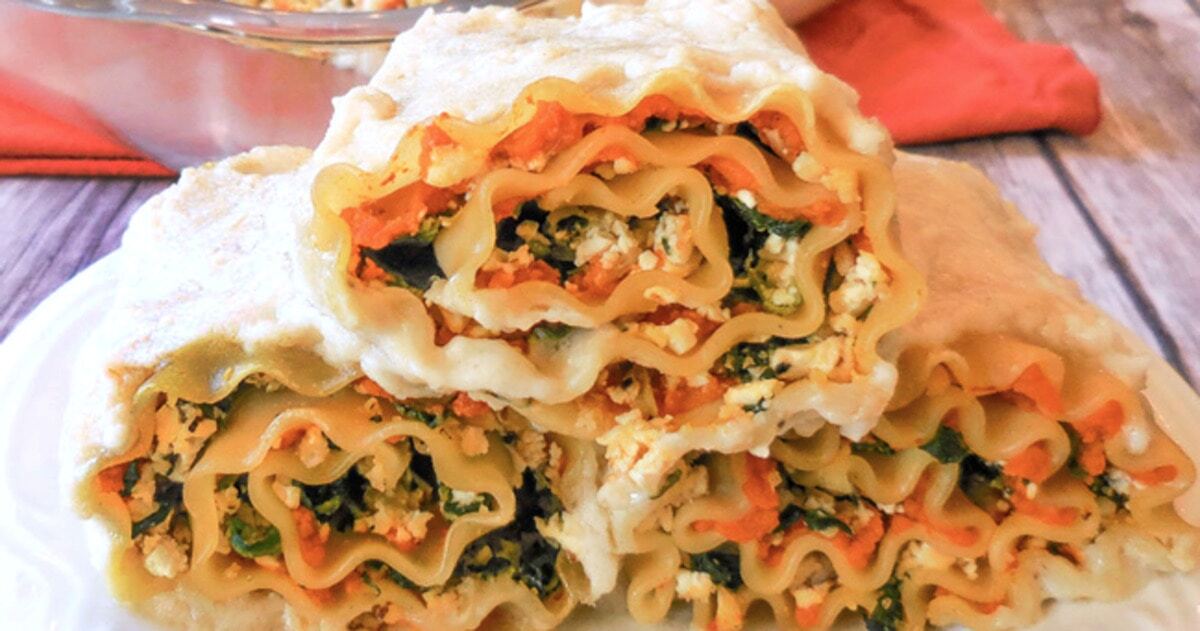 Vegan Pumpkin Ricotta Lasagna Rollups With Homemade Béchamel | VegNews