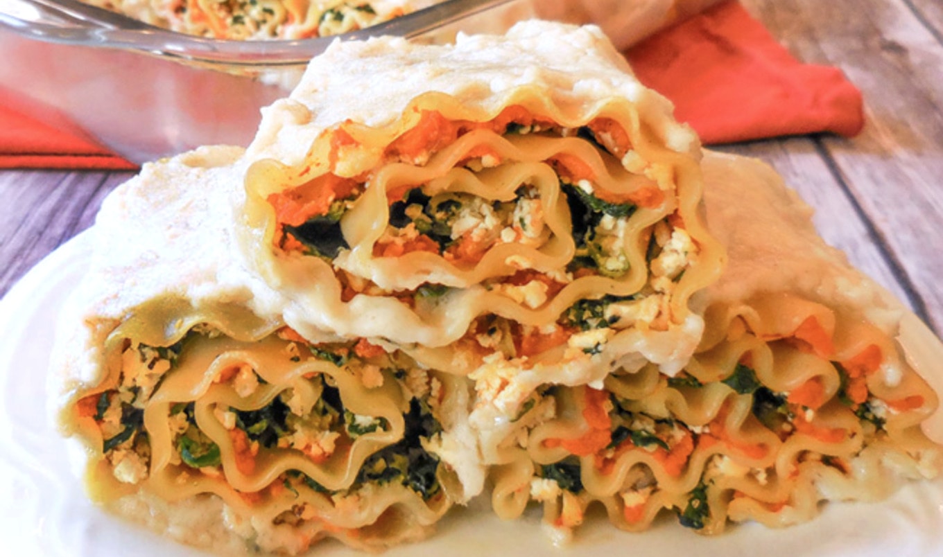 Vegan Pumpkin Lasagna Rollups