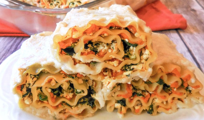 Vegan Pumpkin Lasagna Rollups
