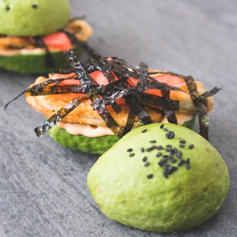 Tempura Zucchini Burgers on Avocado Buns