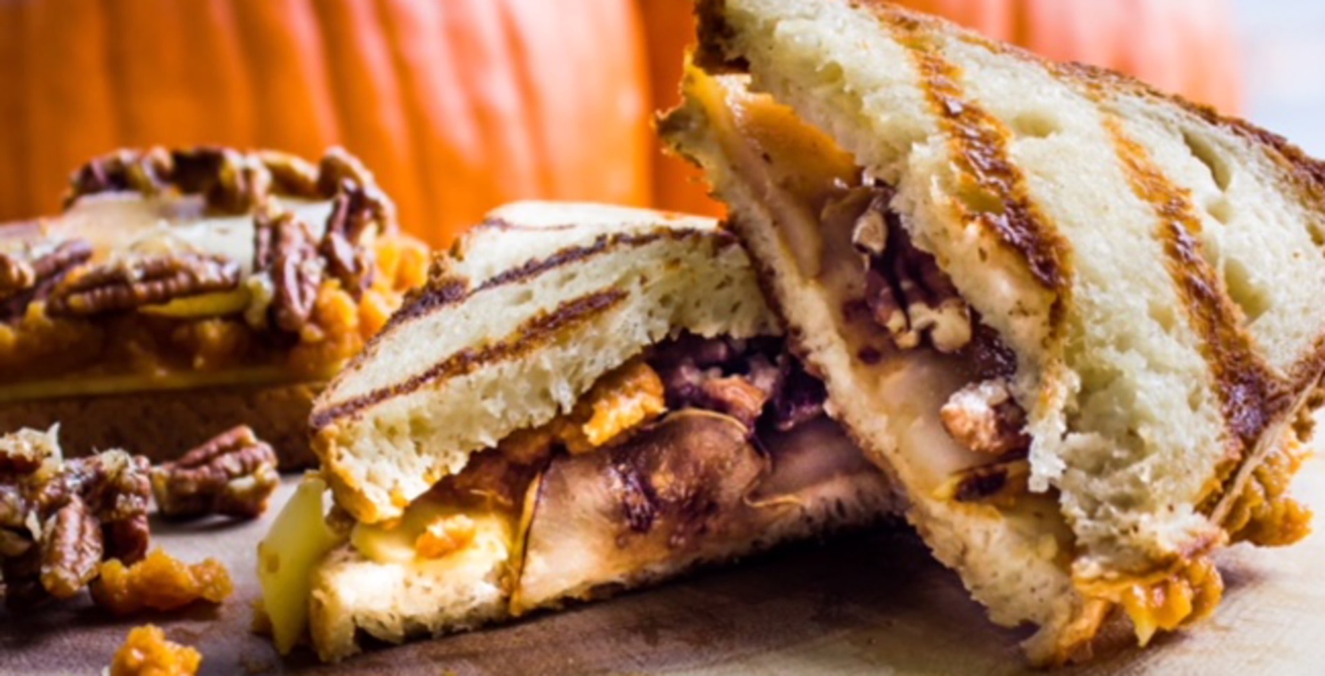Dairy-Free Grilled Cheese With Pumpkin, Pear, and Candied Pecans