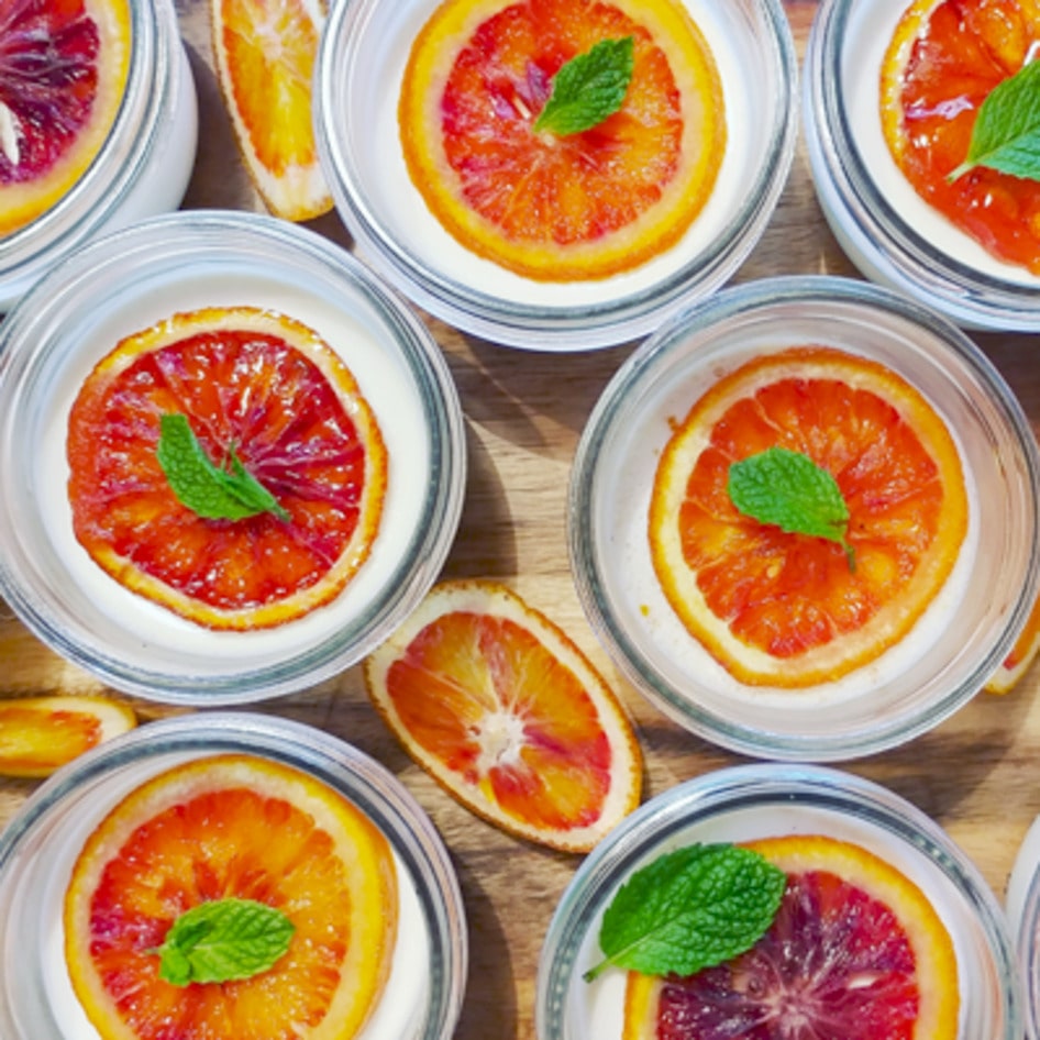 Cardamom Panna Cotta With Candied Blood Oranges