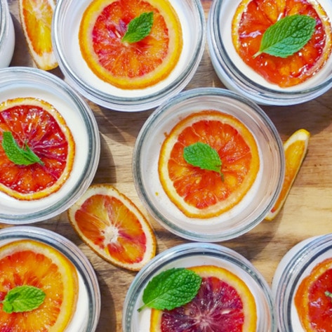 Cardamom Panna Cotta With Candied Blood Oranges