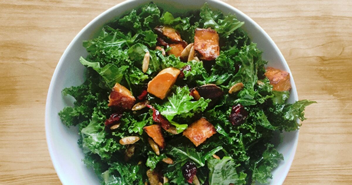 Warm Kale Salad With Roasted Sweet Potatoes | VegNews