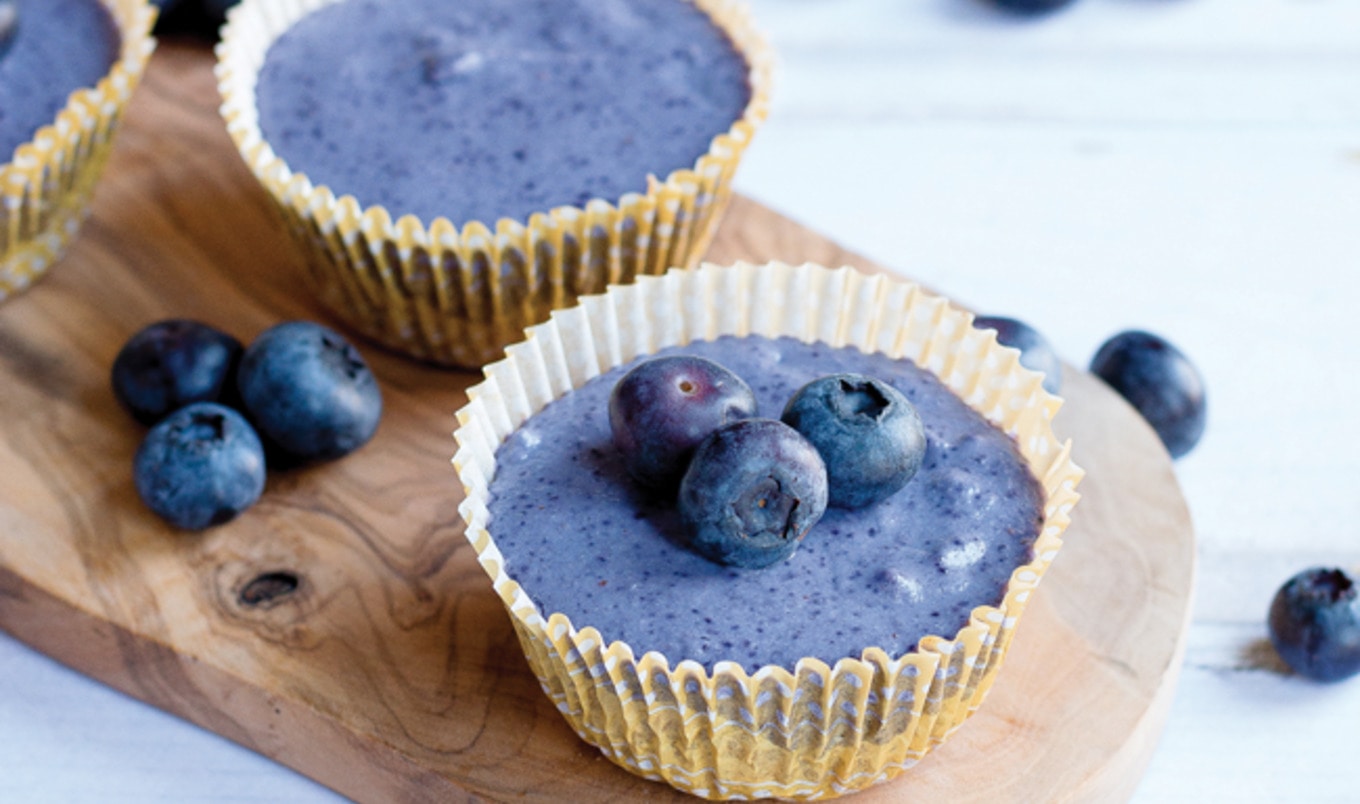 Vegan Mini Blueberry Cheesecakes