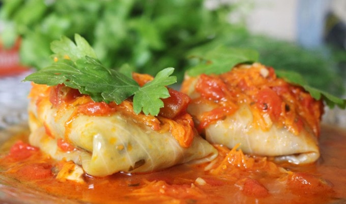 Smothered Vegan Cabbage Rolls
