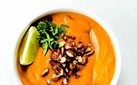 Vegan Thai Carrot Soup with Tamari-Roasted Almonds
