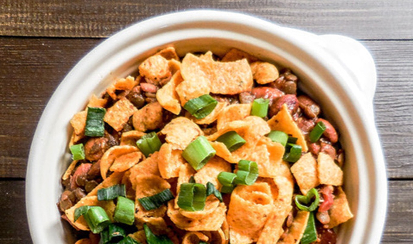 Plant-Based Chili and Corn Chip Pie