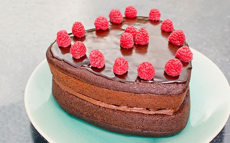 Classic Vegan Chocolate Cake With Raspberries