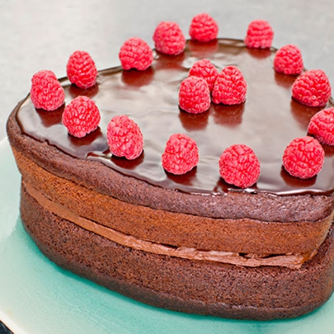 Classic Vegan Chocolate Cake With Raspberries