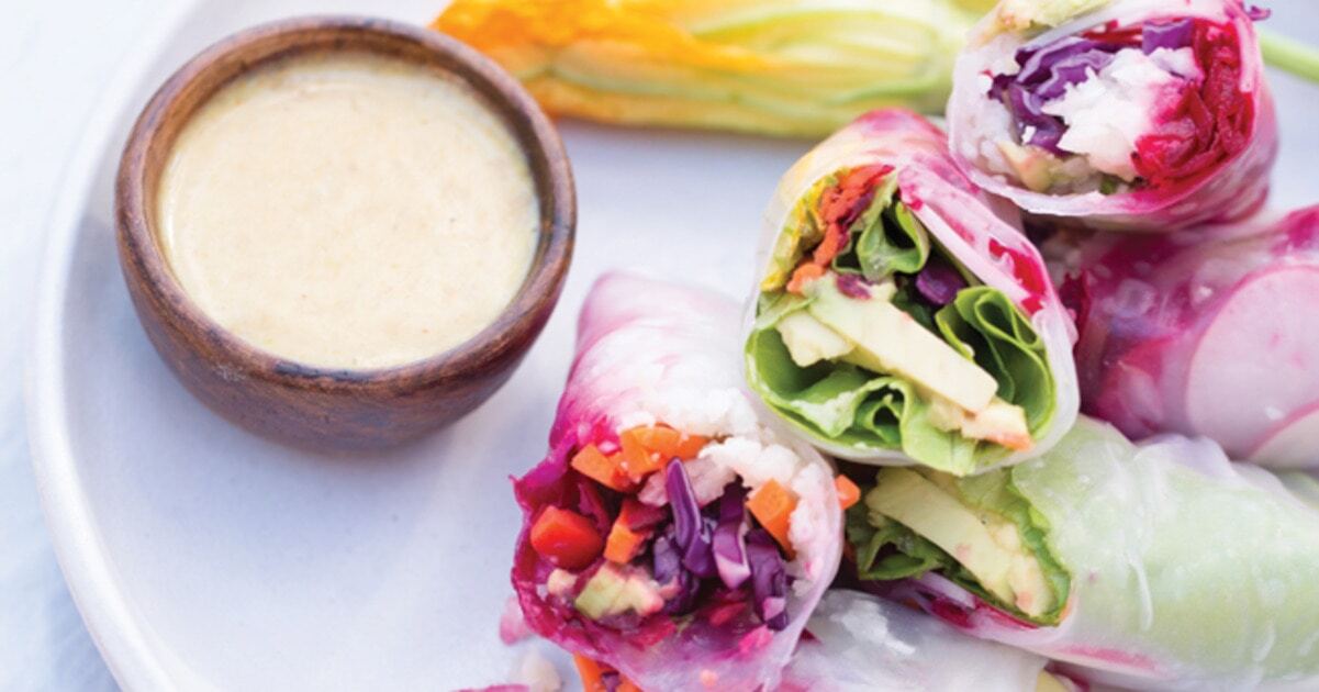 Rainbow Veggie Spring Rolls | VegNews