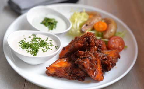Vegan Buffalo Fried Mushrooms