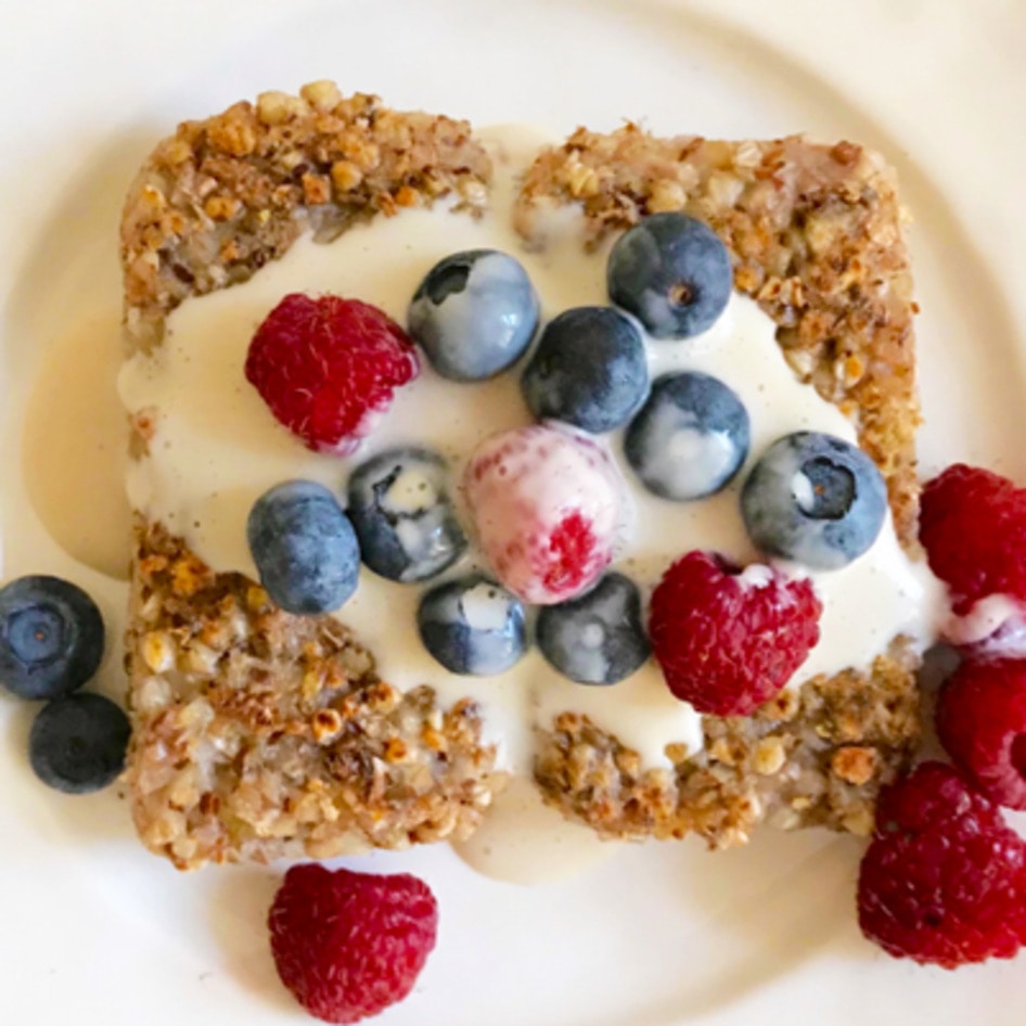 Plant-Based Buckwheat Breakfast Cakes With Cashew-Maple Cream