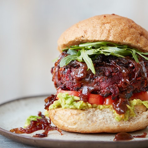 VegNews.BeefyVeganBeetBurger.TheNewNourishing