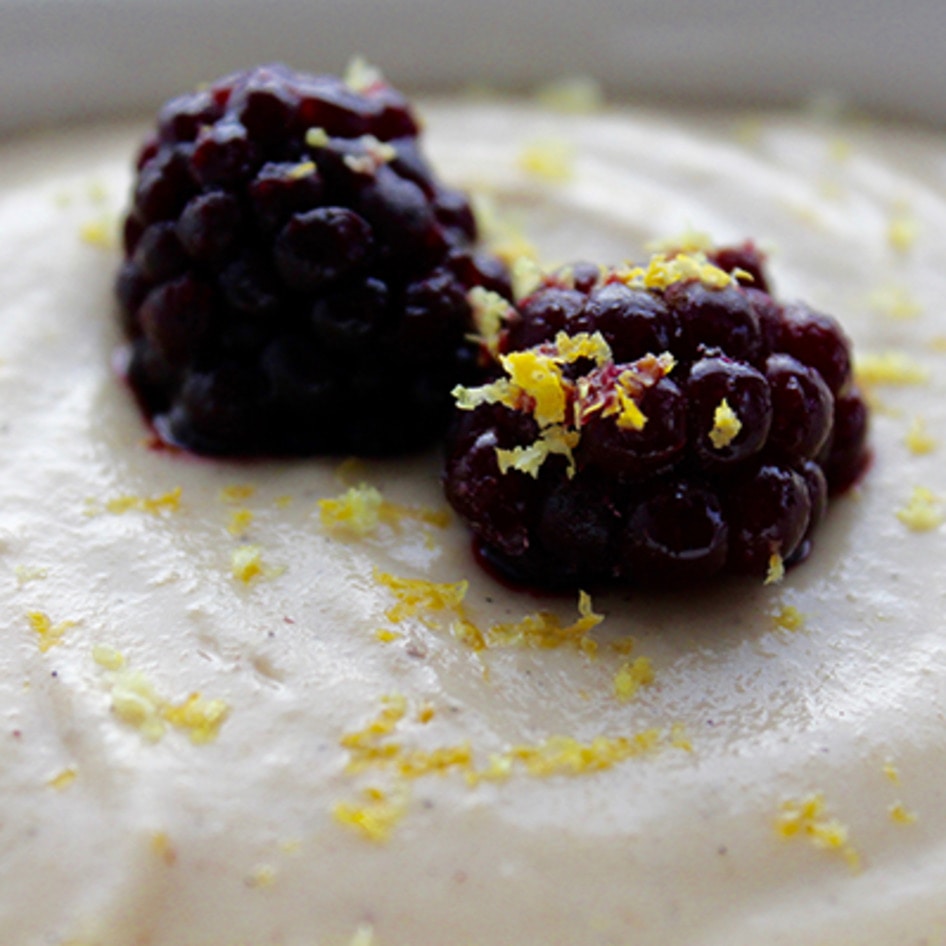 Lemon Cardamom Cream With Fresh Blackberries