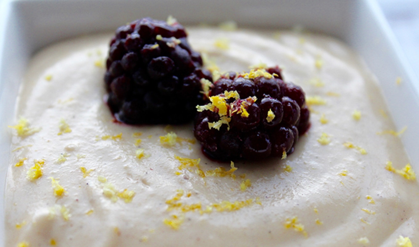 Lemon Cardamom Cream With Fresh Blackberries