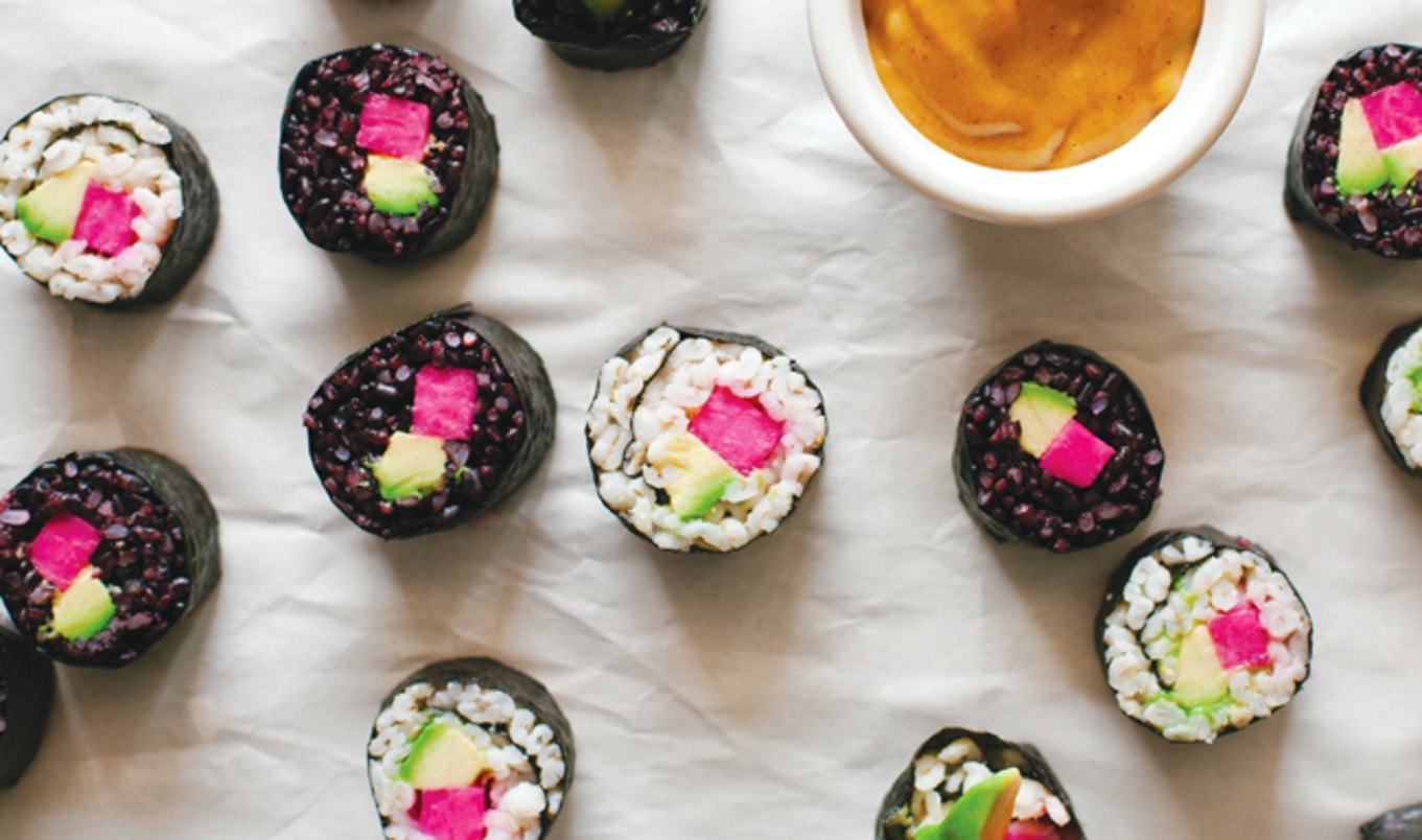 Black and White Plant-Based Sushi Rolls