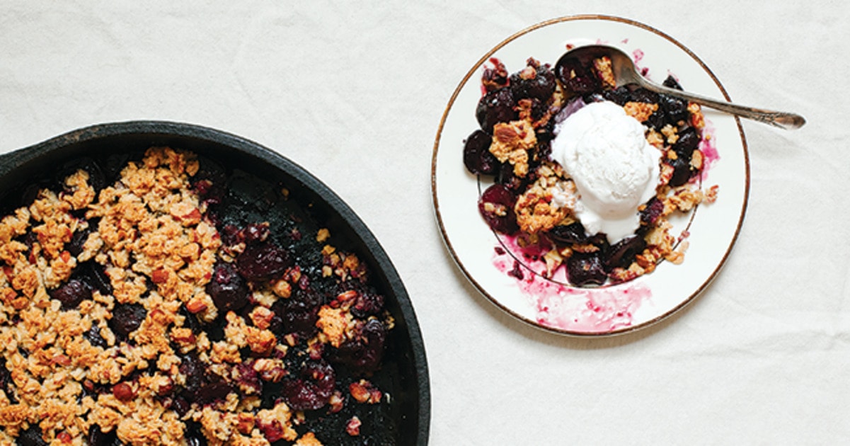 Five-Step Vegan Cherry Skillet Cobbler