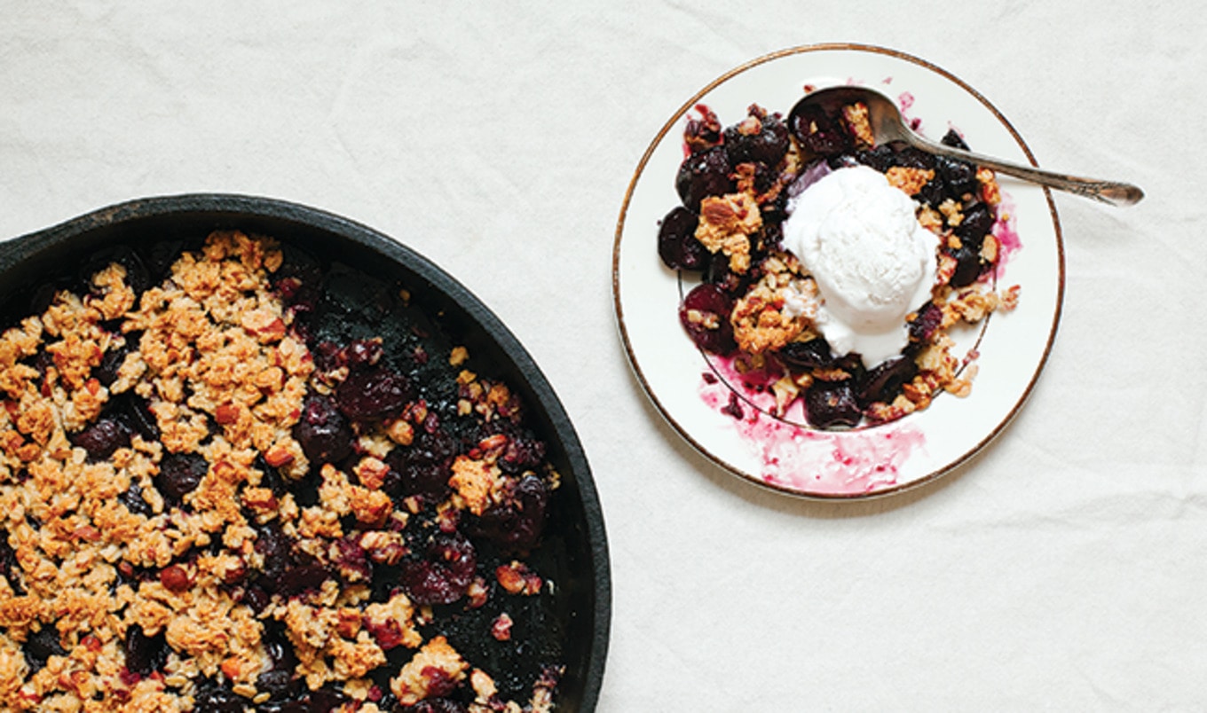 Five-Step Vegan Cherry Skillet Cobbler