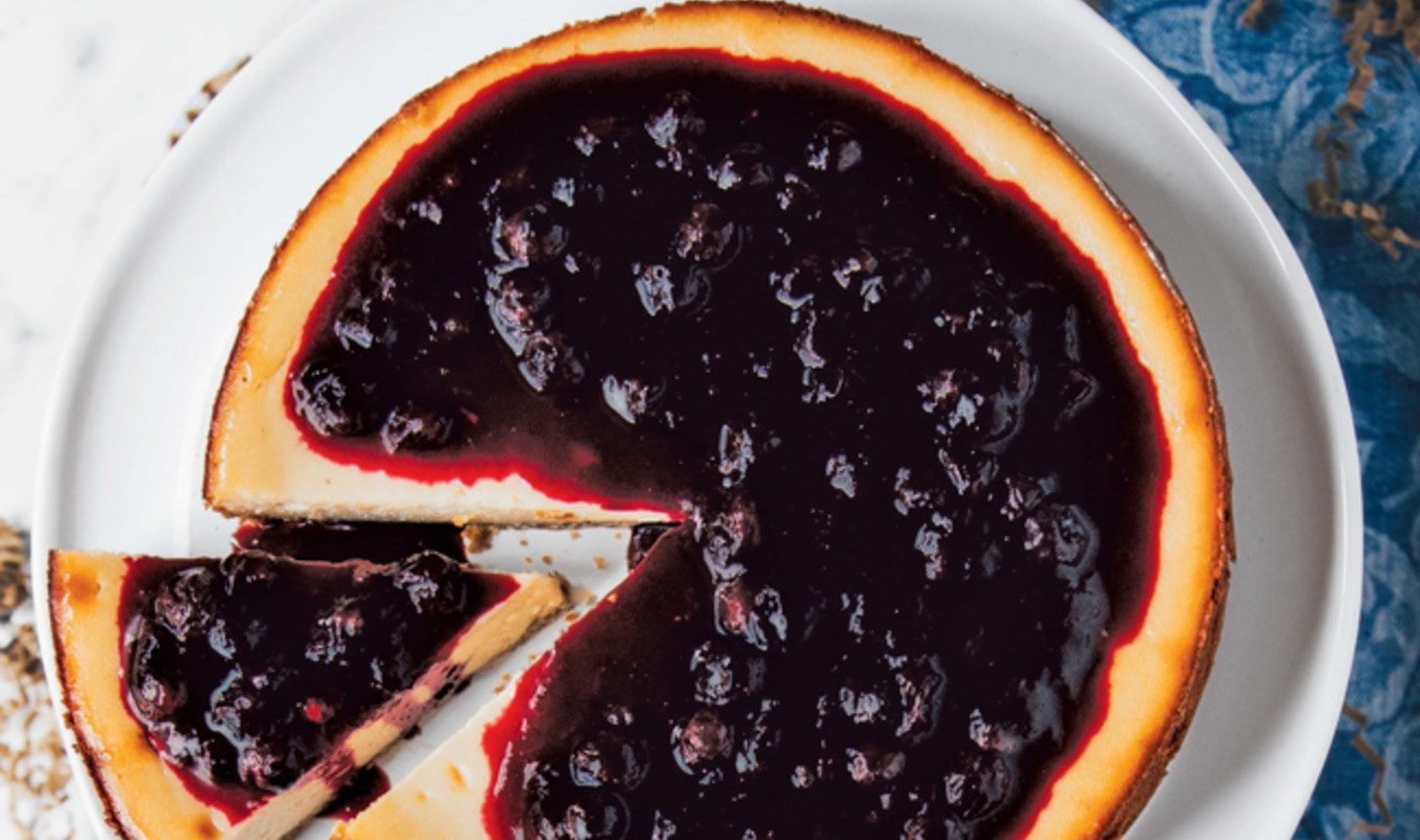 Dairy-Free Cashew-Cream Cheesecake With Blueberry Compote