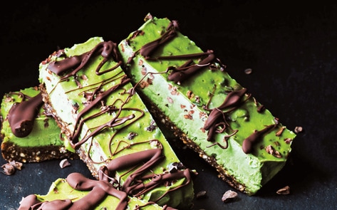 Two-Step Vegan Chocolate Matcha Energy Bars