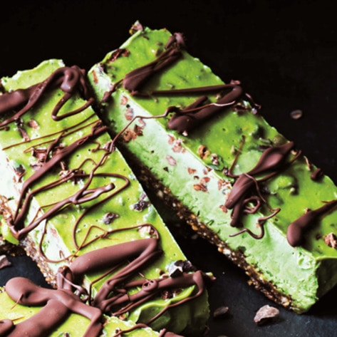 Two-Step Vegan Chocolate Matcha Energy Bars