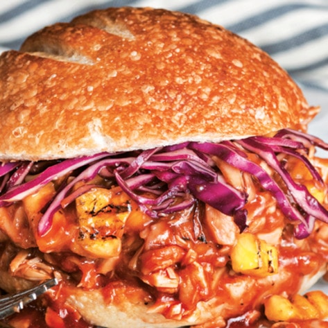 Pulled Barbecue Jackfruit Sandwich With Grilled Pineapple