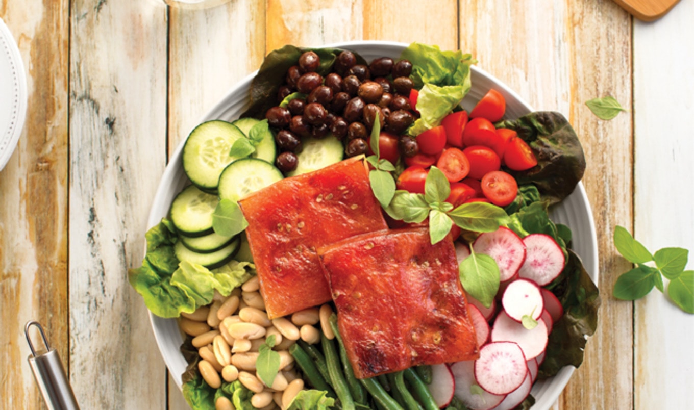 Vegan Seared Watermelon Niçoise Salad